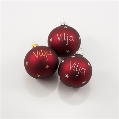 Julekugle Med Navn, evt. Valgfri Tekst & Stjerner